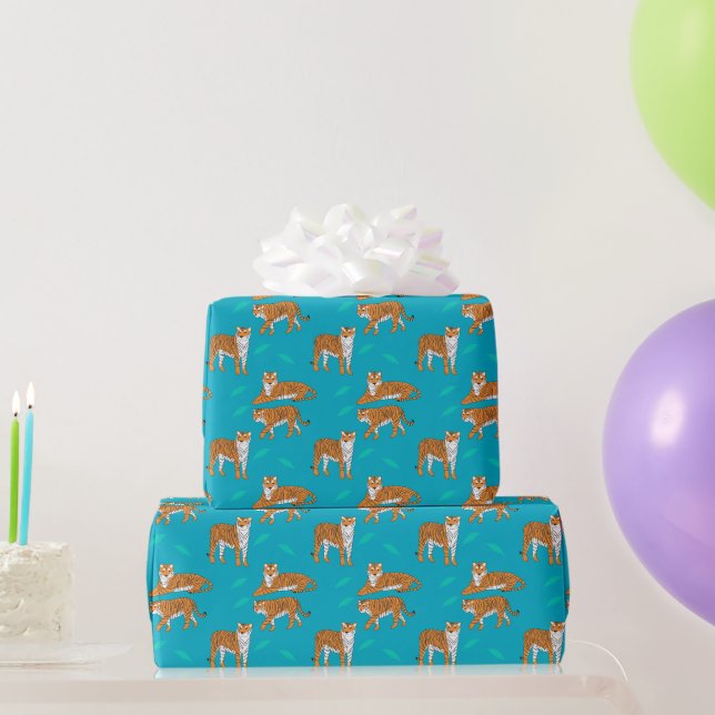 Papel De Presente Tigres Laranja (Presentes para festas)