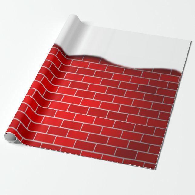 Papel De Presente Tijolo Vermelho com Movimentação de Neve (Desenrolado)