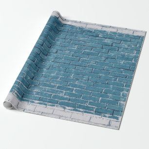 Papel De Presente Tijolos de cinza pintados em azul