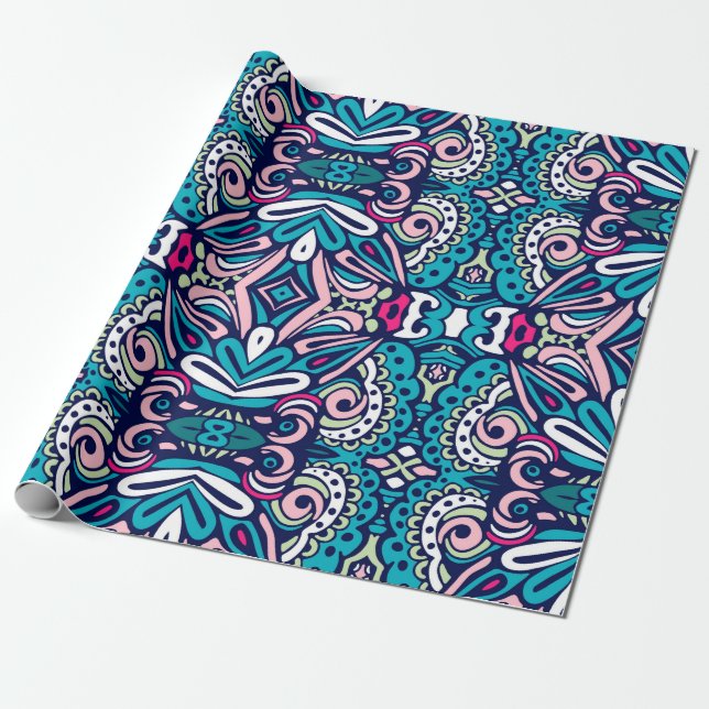 Papel De Presente Tiled ethnic pattern. Abstract geometric mosaic vi (Desenrolado)