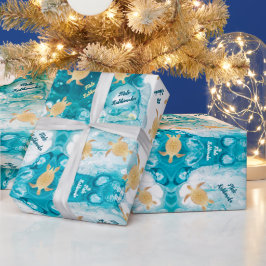 Papel De Presente Tinta das Tartarugas Douradas | Natal Mele Kalikim