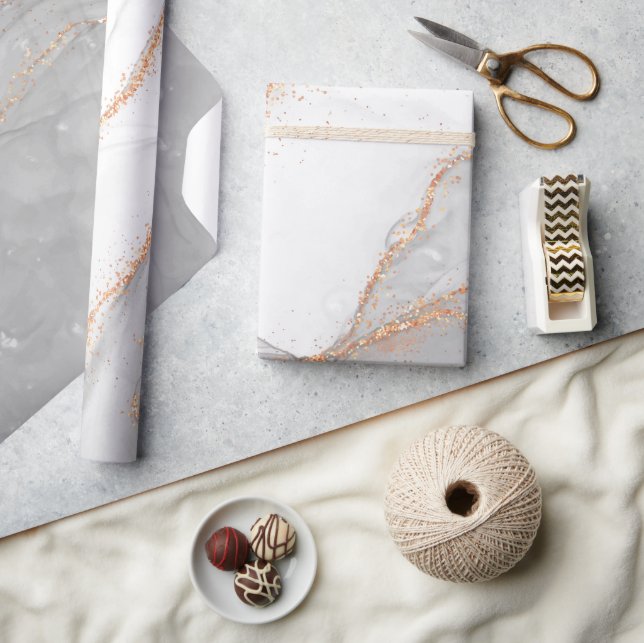 Papel De Presente Tinta de Álcool Elegante Com Glitter Dourado (Artesanato)