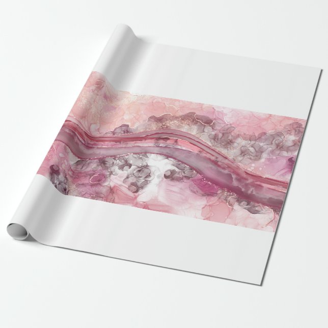 Papel De Presente Tinta rosa e vermelha (Desenrolado)