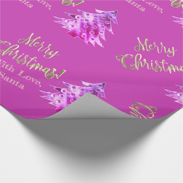 Papel De Presente Tinta rosa moderna elegante e Dourada de Natal (Ponta)