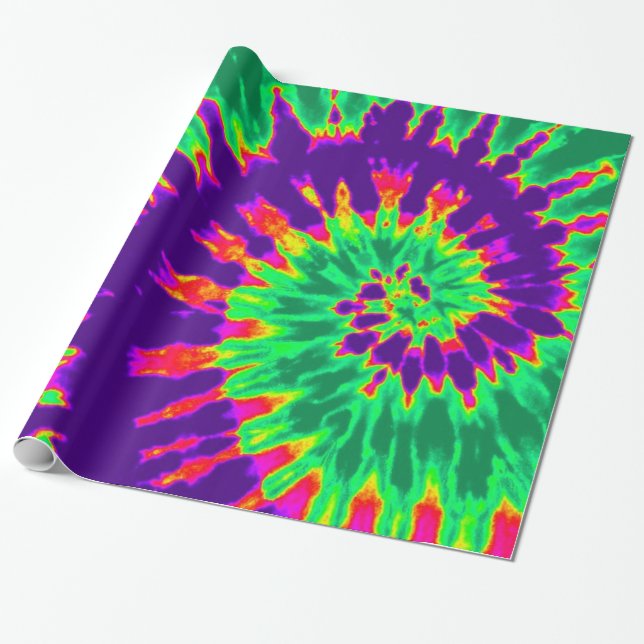 Papel De Presente Tintura do laço do roxo e do verde (Desenrolado)