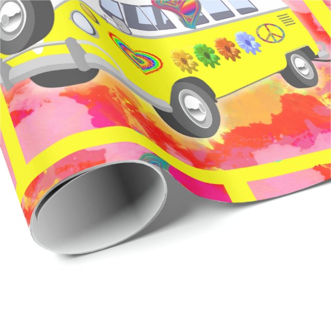 Papel De Presente tintura retro do laço de borboleta de Van do hippy (Ponta do rolo)