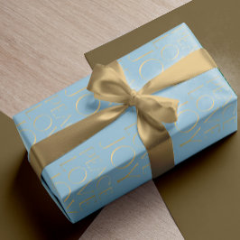 Papel De Presente Típica azul de ouro de Natal Joia do Amor pela Paz