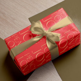 Papel De Presente Típica de ouro vermelho de Natal Joia do Amor Paz