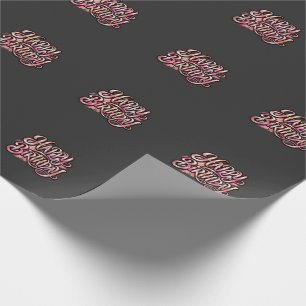 Papel De Presente Tipografia Brilhante Rosa Dourado Feliz Aniversári