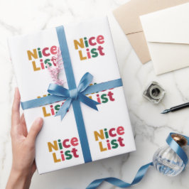 Papel De Presente Tipografia Colorida de Natal 'Lista Boa' Divertida
