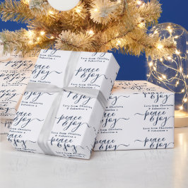 Papel De Presente Tipografia Da Paz E Da Alegria Natal Moderno