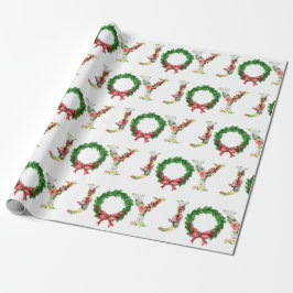Papel De Presente Tipografia de alegria de Natal verde