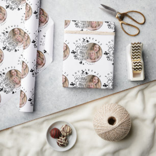 Papel De Presente Tipografia de Aniversário de Filha Moderna e Elega