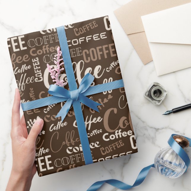 Papel De Presente Tipografia de Café (Presentear)