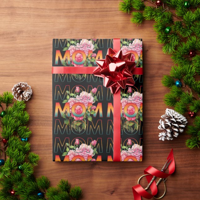 Papel De Presente Tipografia de Mãe e Rosas (Presente de Natal)