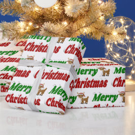 Papel De Presente Tipografia de Merry Christmas Reindeer