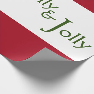 Papel De Presente Tipografia de Natal Holly Jolly Red Holiday