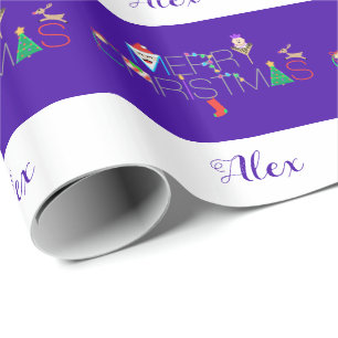Papel De Presente Tipografia de Natal Merry Strik Personalizada