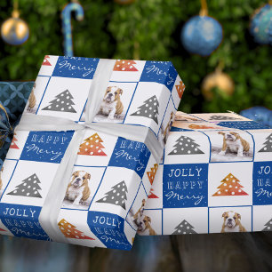 Papel De Presente Típografia de Pet Cão Cachorrinho Natal Árvore de