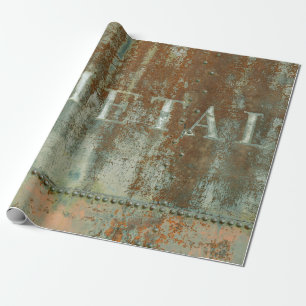 Papel De Presente Tipografia do comboio Rustic Teal Brown Texage Tex