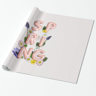 Papel De Presente Tipografia do PRIMAVERA de Flor Dourada Giry Rosa