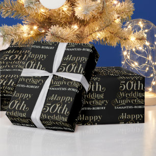 Papel De Presente Tipografia Feliz Aniversário de Casamento de 50 An