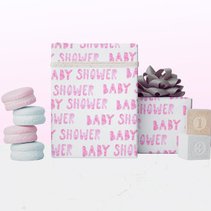 Papel De Presente Tipografia Fofa Rosa para Chás de Bebê Menina