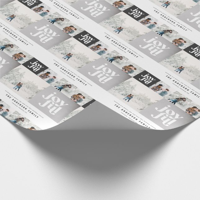 Papel De Presente Tipografia geométrica moderna Natal prateado (Ponta)