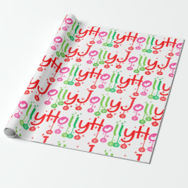 Papel De Presente Tipografia Modern Holly Jolly