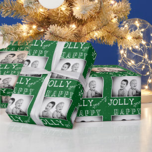 Papel De Presente Tipografia Natalina Verde Festiva Foto de Natal