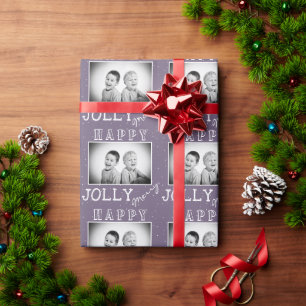 Papel De Presente Tipografia Natalina Violeta Festiva Foto de Natal