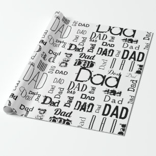 Papel De Presente Tipografia personalizada do Pai preto branco