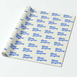 Papel De Presente Tipografia Retro Azul Brilhante Feliz Tudo