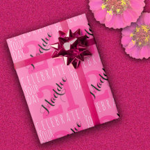 Tipografia Rosa aniversário de 21 anos moderna