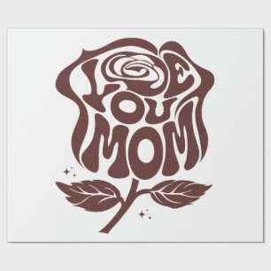 Papel De Presente Tipografia Rosa de Amor Você Mamãe