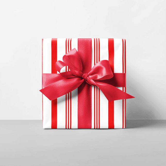 Papel De Presente Tiras de Canas Grandes (Big Candy Cane Stripes Wrapping Paper)