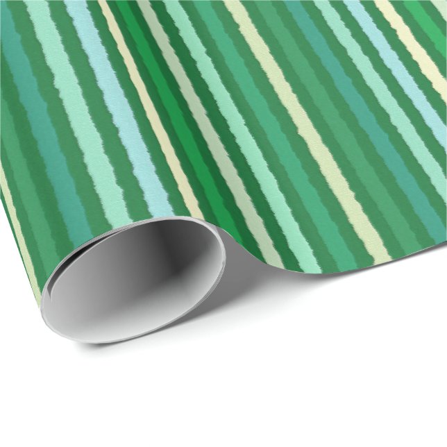 Papel De Presente Tiras de giz - Jade Green e Aqua (Ponta do rolo)