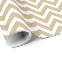 Papel De Presente Tiras onduladas Chevron em Dourado e Branco Natal