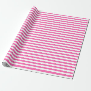 Papel De Presente Tiras rosa-quente e brancas