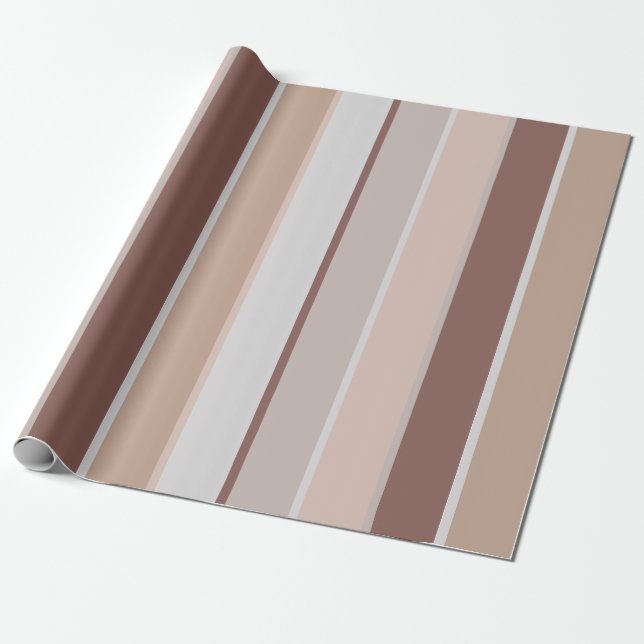Papel De Presente Tiras Terrenas Modernas Esmagam Mauve Taupe (Desenrolado)