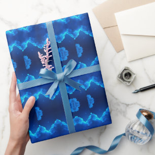 Papel De Presente **Título:** Nuvem Azul Brilho Branco Céu Sonhador 