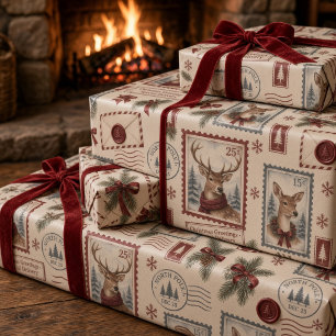 Papel De Presente Título: Selo Postal de Natal Antigo Polo Norte