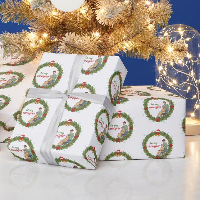 Papel De Presente To My Caregiver Christmas Wrapping Paper (Feriados)