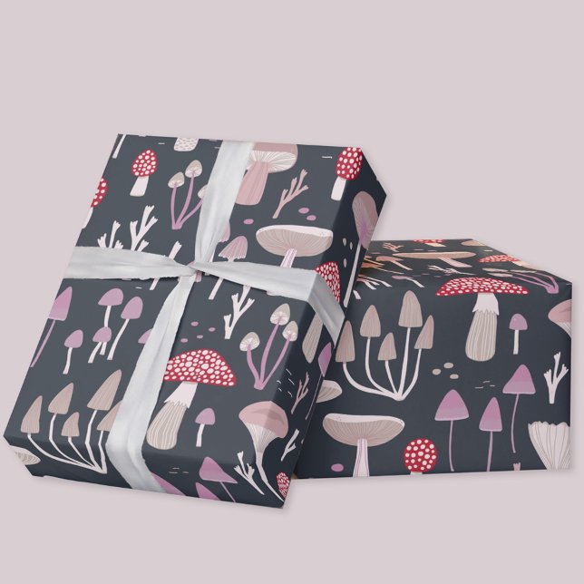 Papel De Presente Toadstool Fungi (Mushroom toadstool fungi wrapping paper roll)