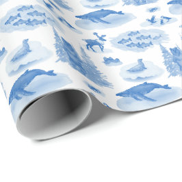 Papel De Presente Toalete de Animais do Alasca (Azul Wedgewood)
