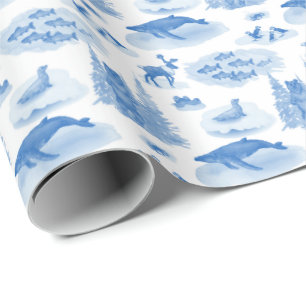 Papel De Presente Toalete de Animais do Alasca (Azul Wedgewood)