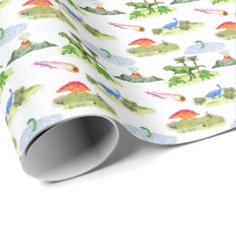 Papel De Presente Toalete de Dinossauros (Cores Originais)