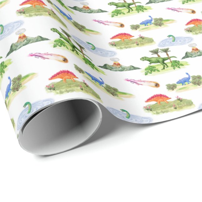 Papel De Presente Toalete de Dinossauros (Cores Originais) (Ponta do rolo)
