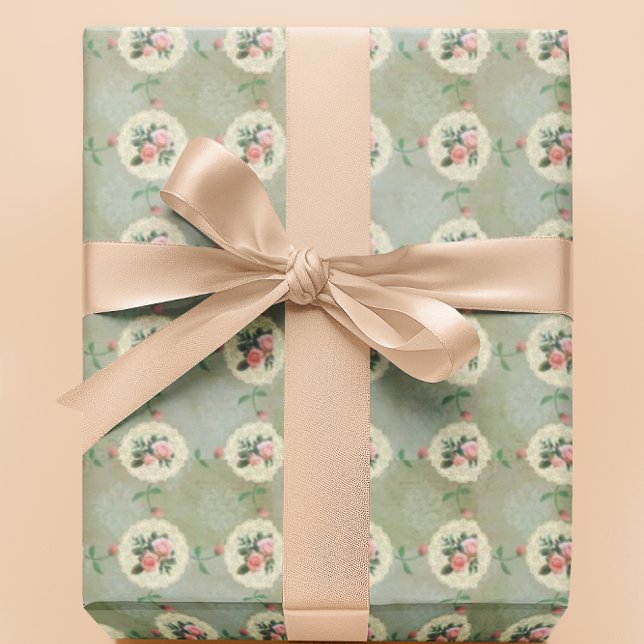 Papel De Presente Toalhinha de Rosas Vitorianas Antigas  (Vintage Sweetness!)