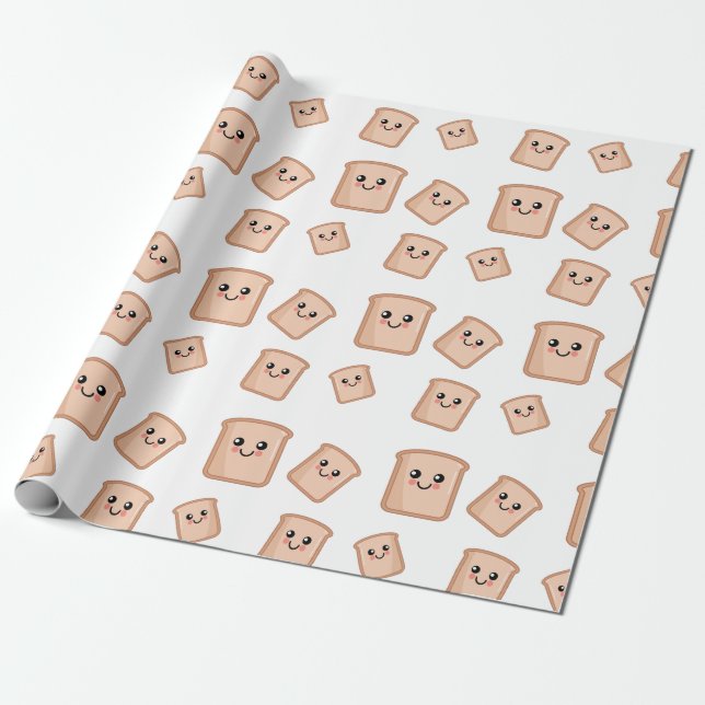 Papel De Presente Toast Kawaii Comida Art (Desenrolado)